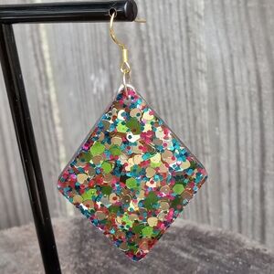 Hand Crafted Multicolor Glitter Earrings